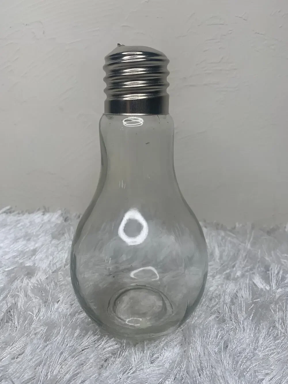 Lightbulb Sheer Vase Metal Screw Base 7.5